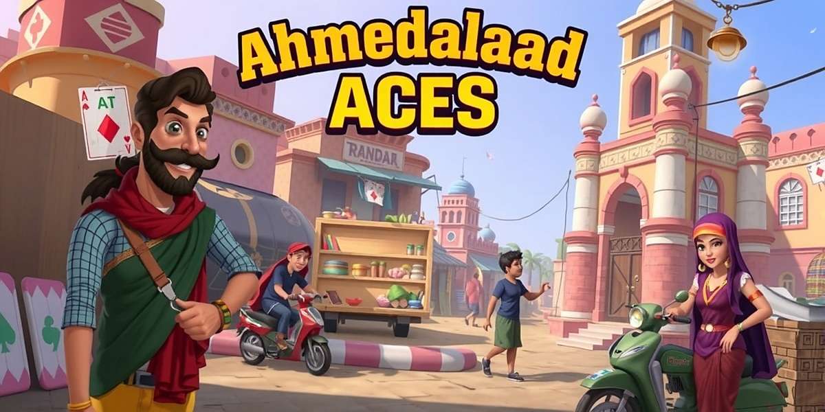 Ahmedabad Aces Official Cover Ahmedabad Aces game cover showing traditional Gujarati market scene with game characters